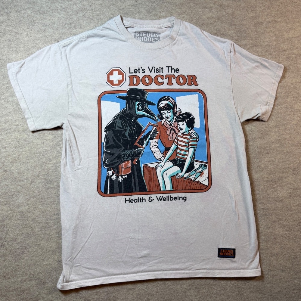 Steven Rhodes Lets Visit The Doctor Graphic Tee Cream Mens Medium Plague Doctor